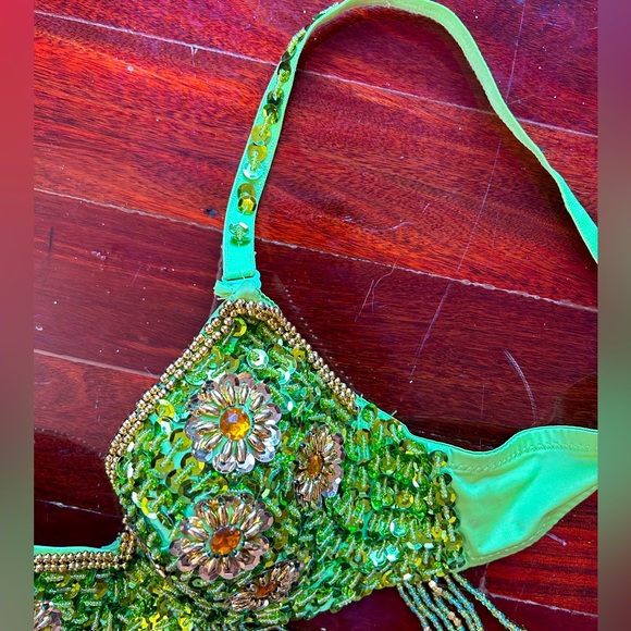 Green beaded flower bra 34B - Picture 5 of 6